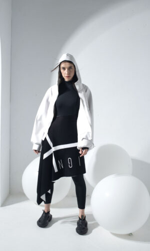 CLANDESIGN Leather hoodie with letters
